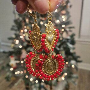 Dolce & Gabbana Inspired Sacred Heart Drop Earrings